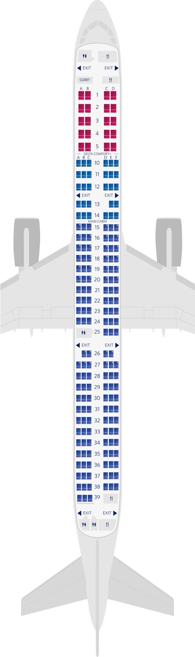 Airbus A321-200 3-Cabin Seat Map