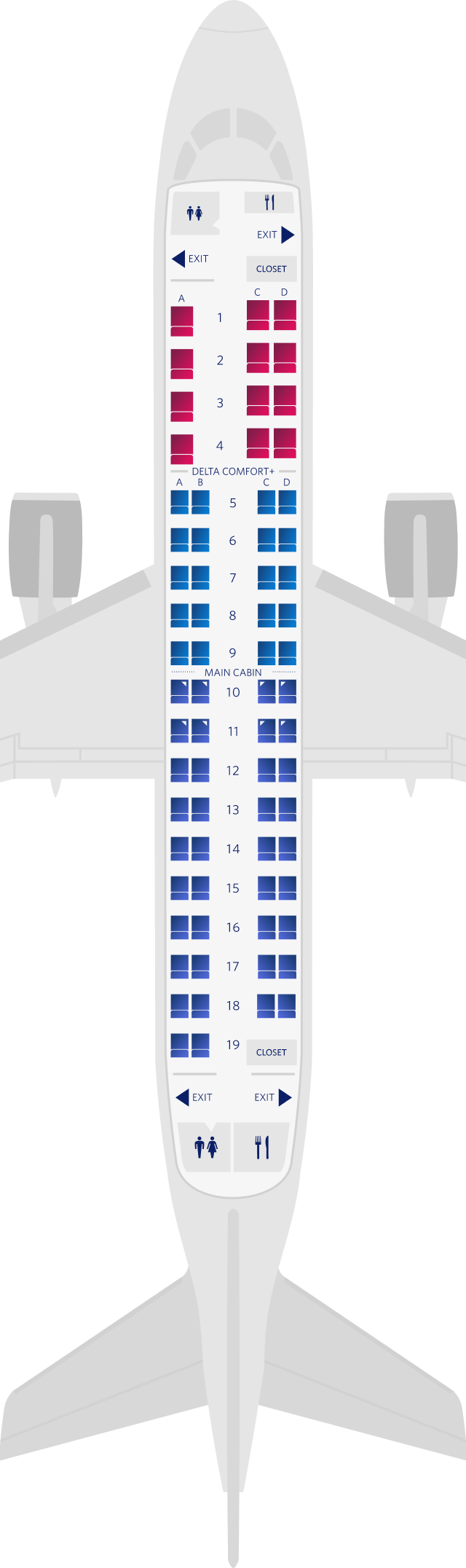 Embraer Erj Seat Maps Specs Amenities Delta Air Lines