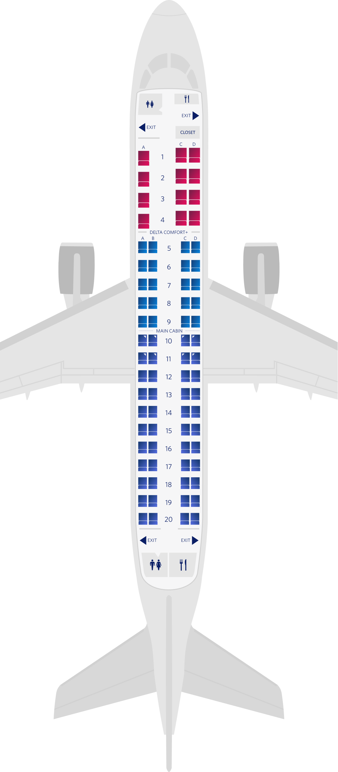 Embraer ERJ-175 (ES4) seat map