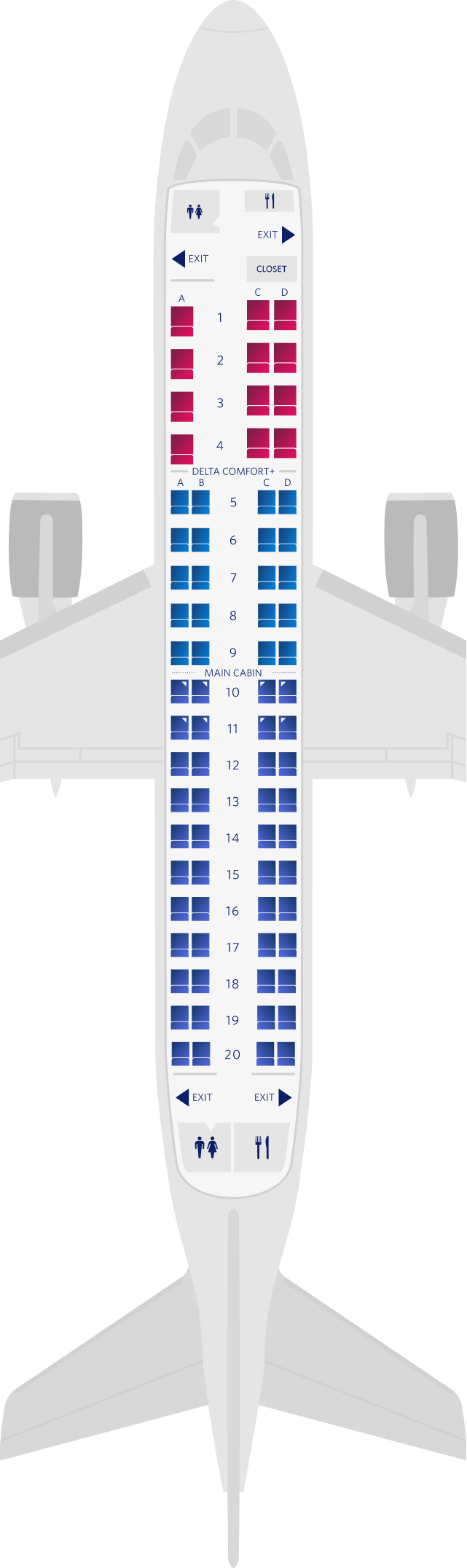 Embraer ERJ-175 (ES4) seat map