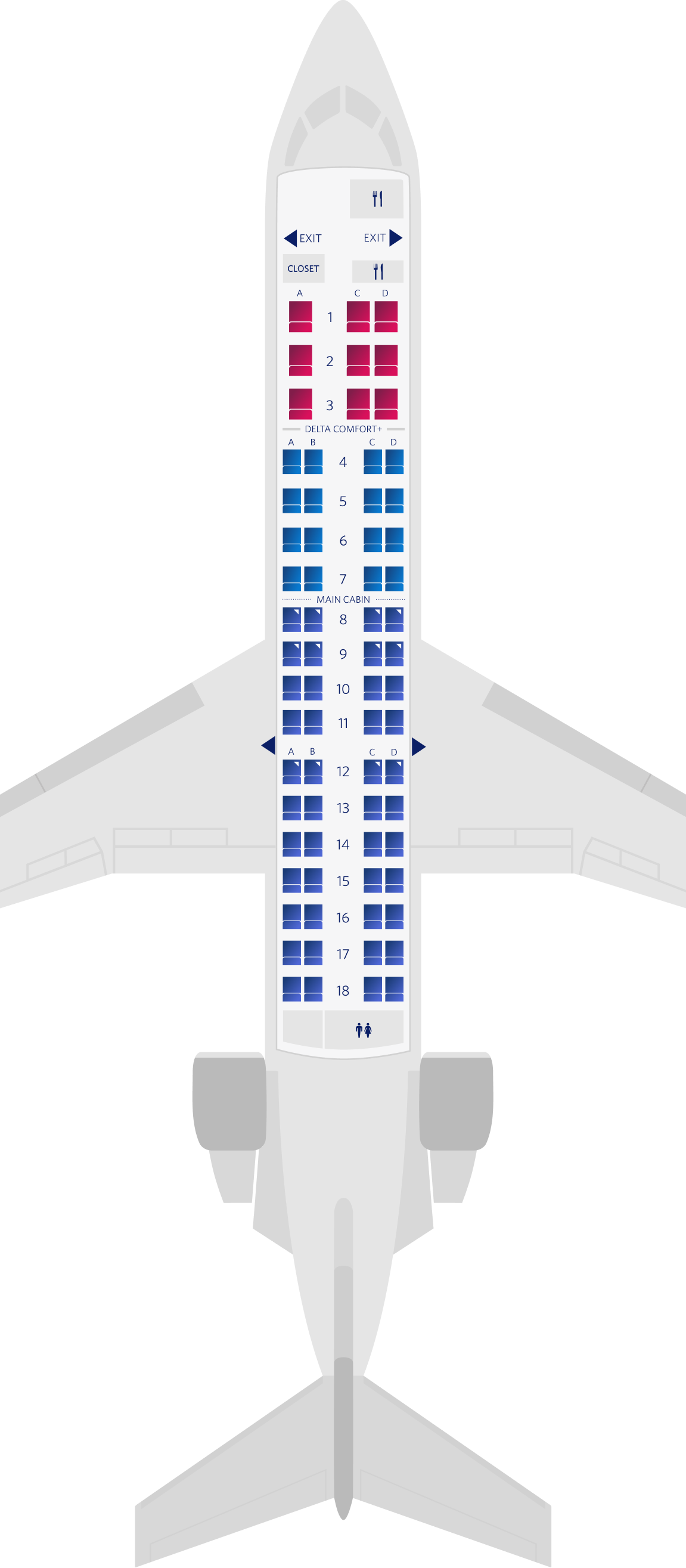 Bombardier CRJ-700 (Endeavor-69) seat map